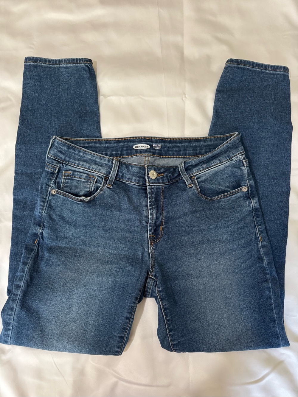 Old Navy Rockstar Women's Low-Rise Skinny Blue Denim Jeans Regular 8